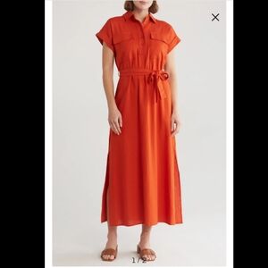 Calvin Klein Linen Blend Maxi Shirtdress